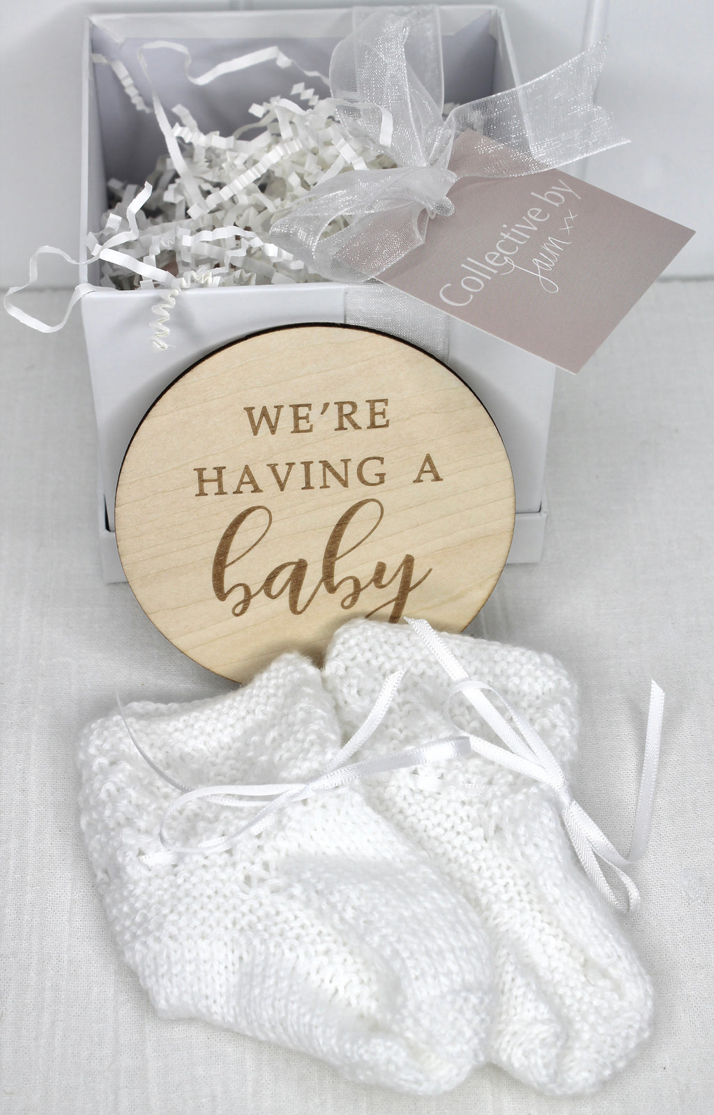 Neutral Baby Announcement Gift Box