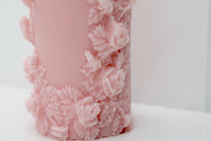 Pink Floral Pillar Candle