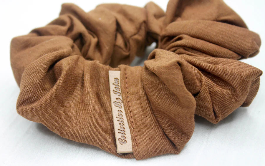 Mini Burnt Mustard Linen Scrunchie