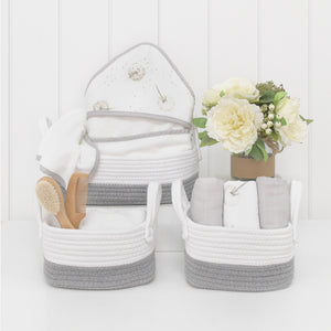 Cotton Rope 3pc Storage Set - Grey/White