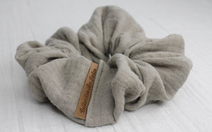 Large Taupe Double Cloth Scrunchie