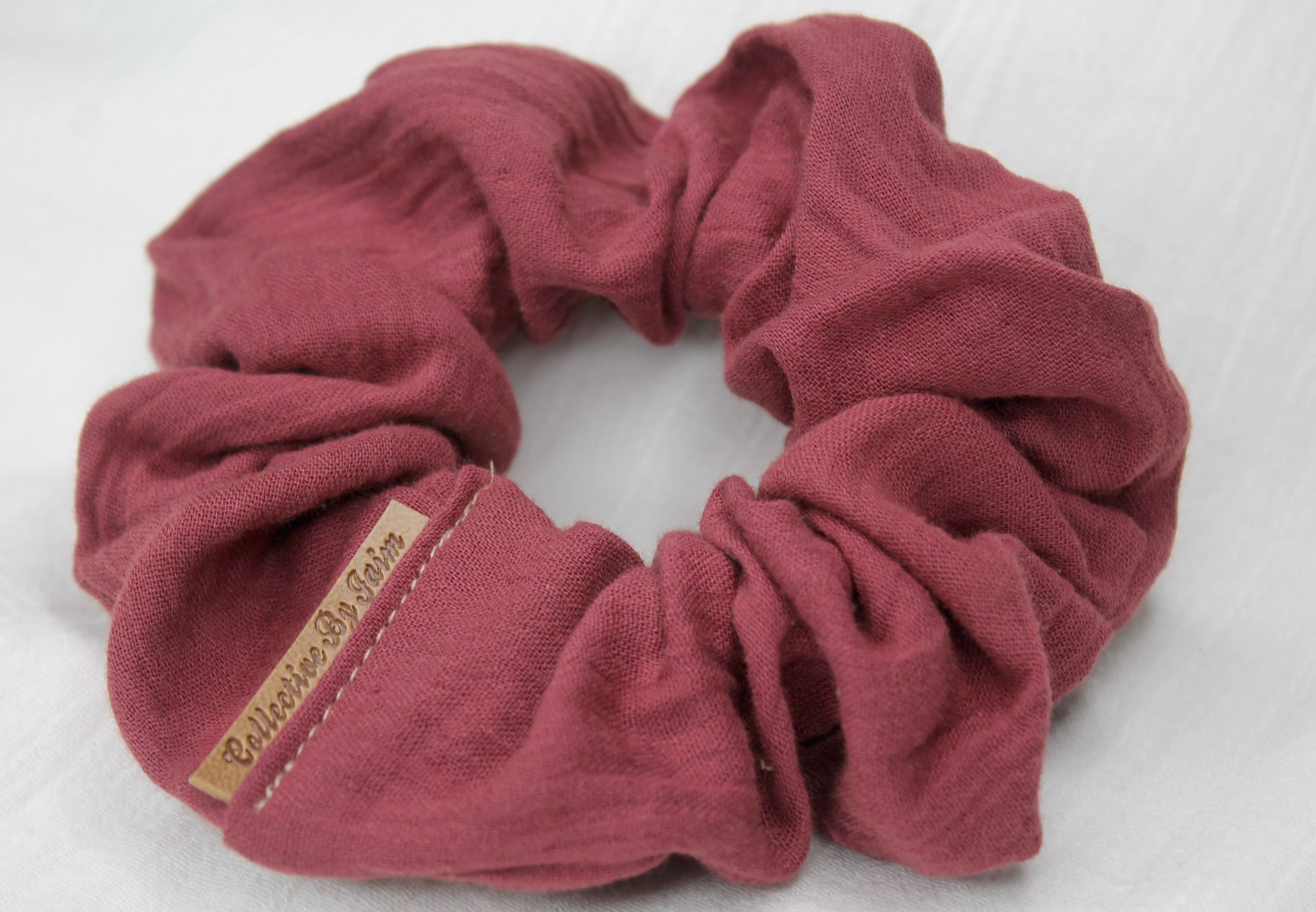 Small Raspberry Double Cloth Scrunchie