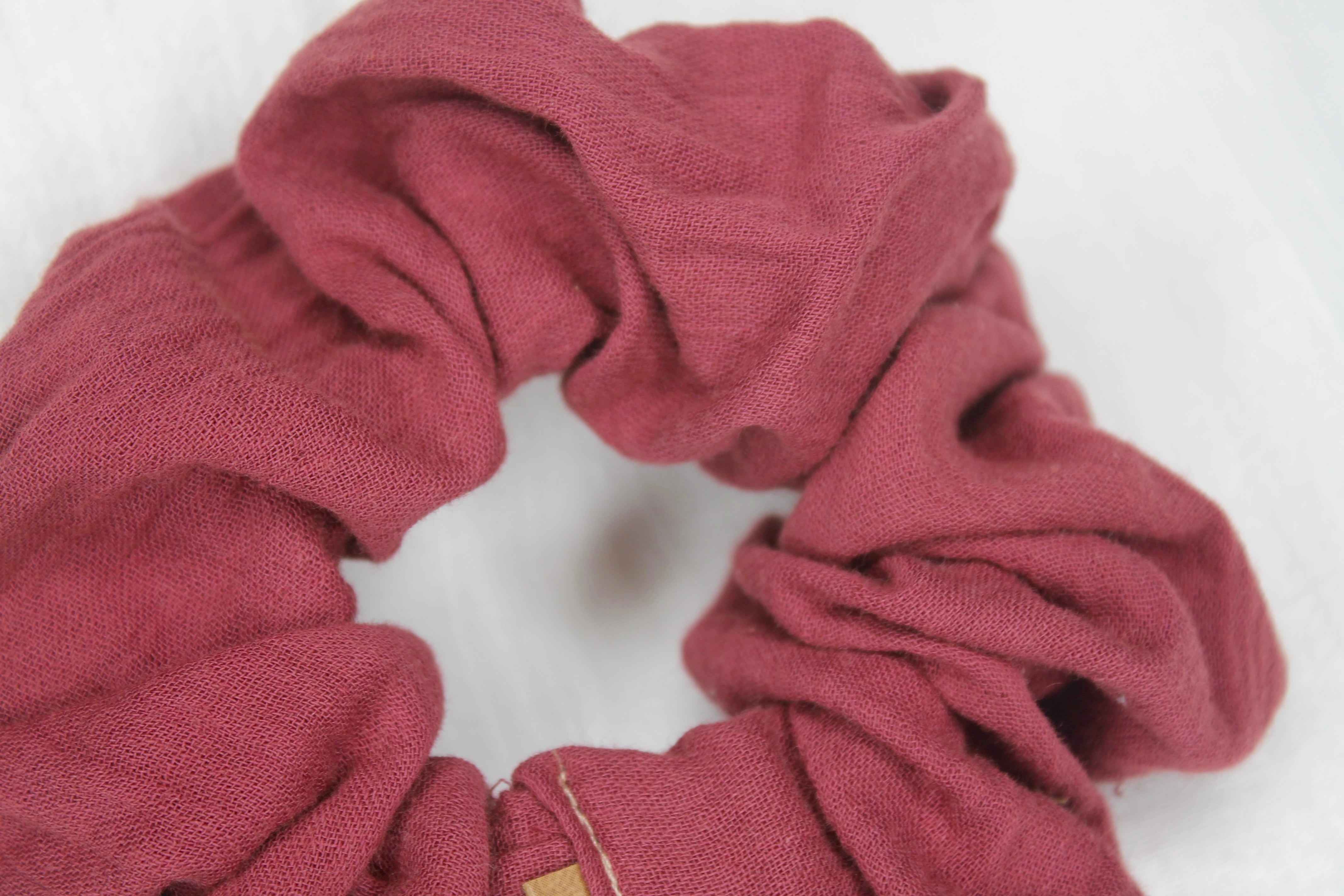 Small Raspberry Double Cloth Scrunchie