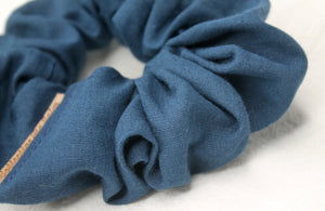 Small Navy Linen Scrunchie