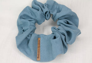 Small Blue Linen Scrunchie