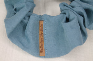 Small Blue Linen Scrunchie