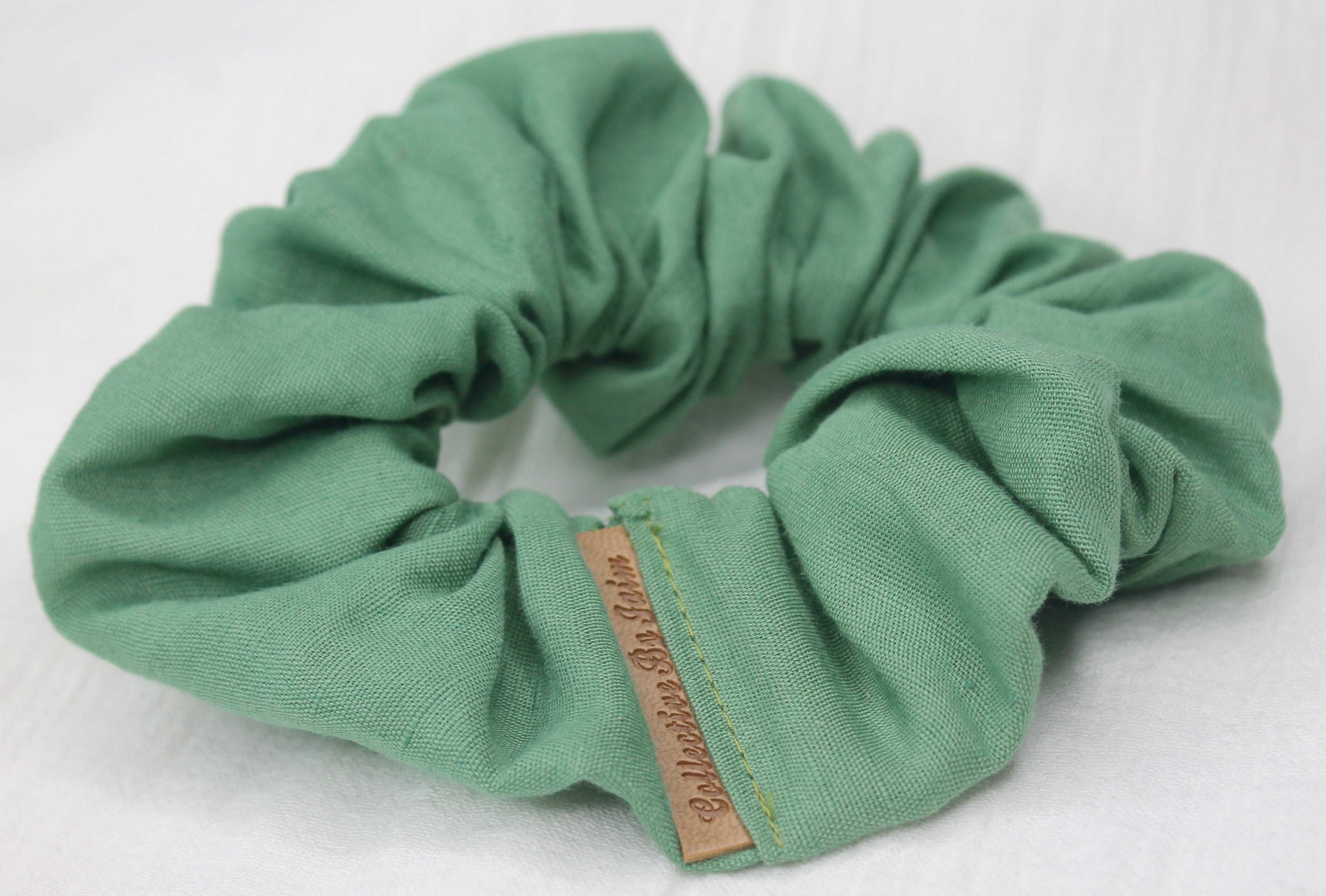 Small Sage Linen Scrunchie