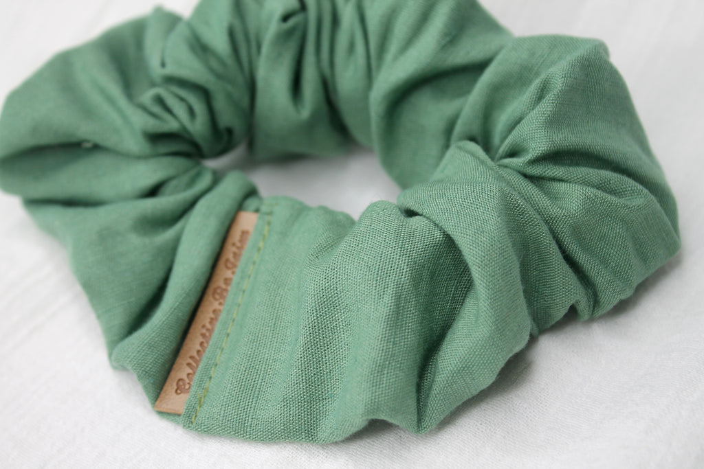 Small Sage Linen Scrunchie
