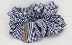 Small Navy Check Scrunchie