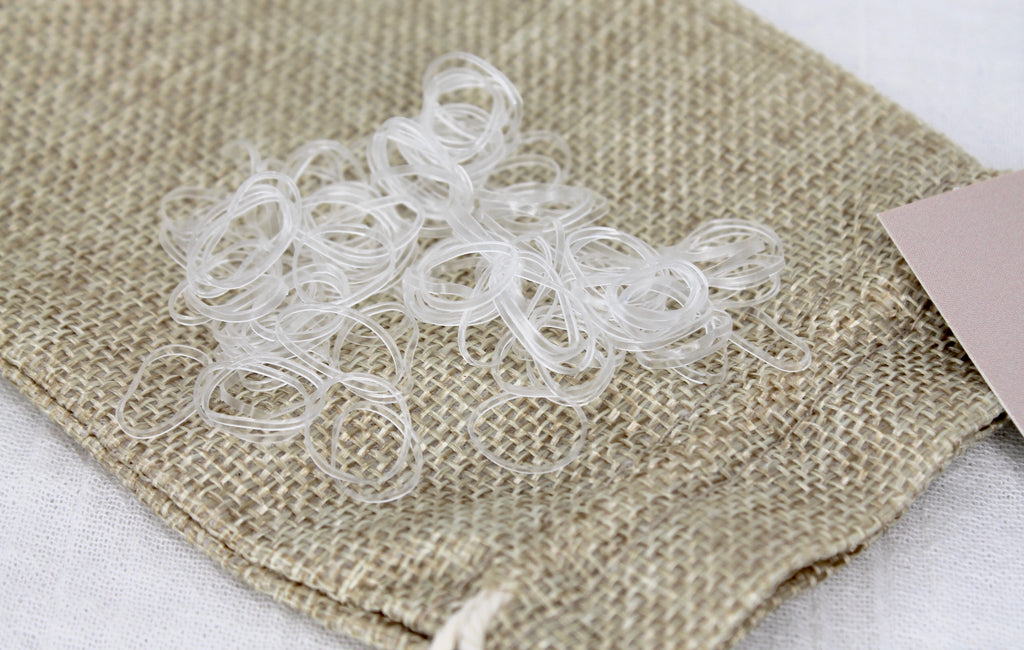 Clear Silicone Hair Bands in jute bag