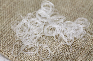 Clear Silicone Hair Bands in jute bag