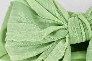 Big Ruffle Bow Newborn / Baby Headband Green