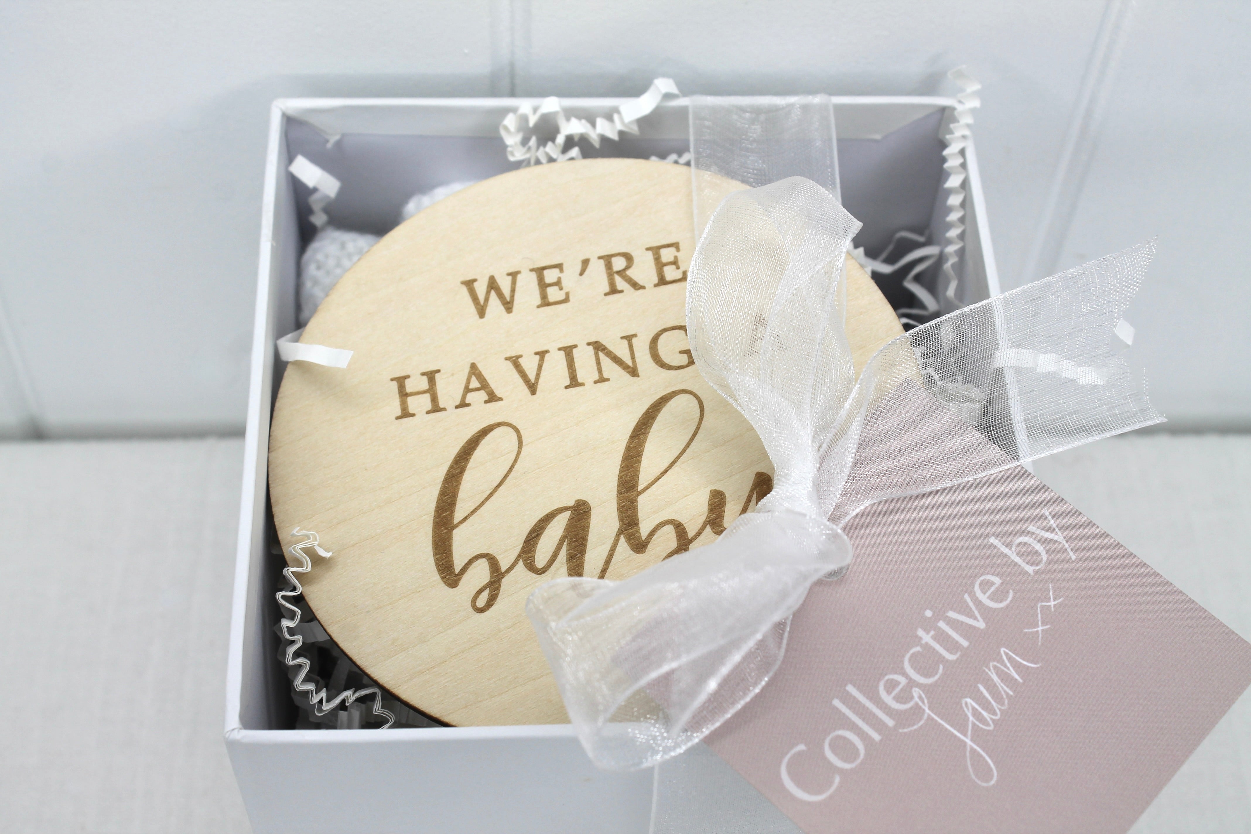 Neutral Baby Announcement Gift Box