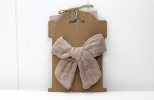 Taupe Double Cloth Bow Clip