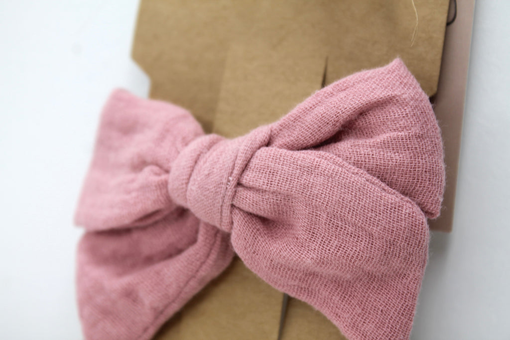 Dusty Pink Double Cloth Bow Clip
