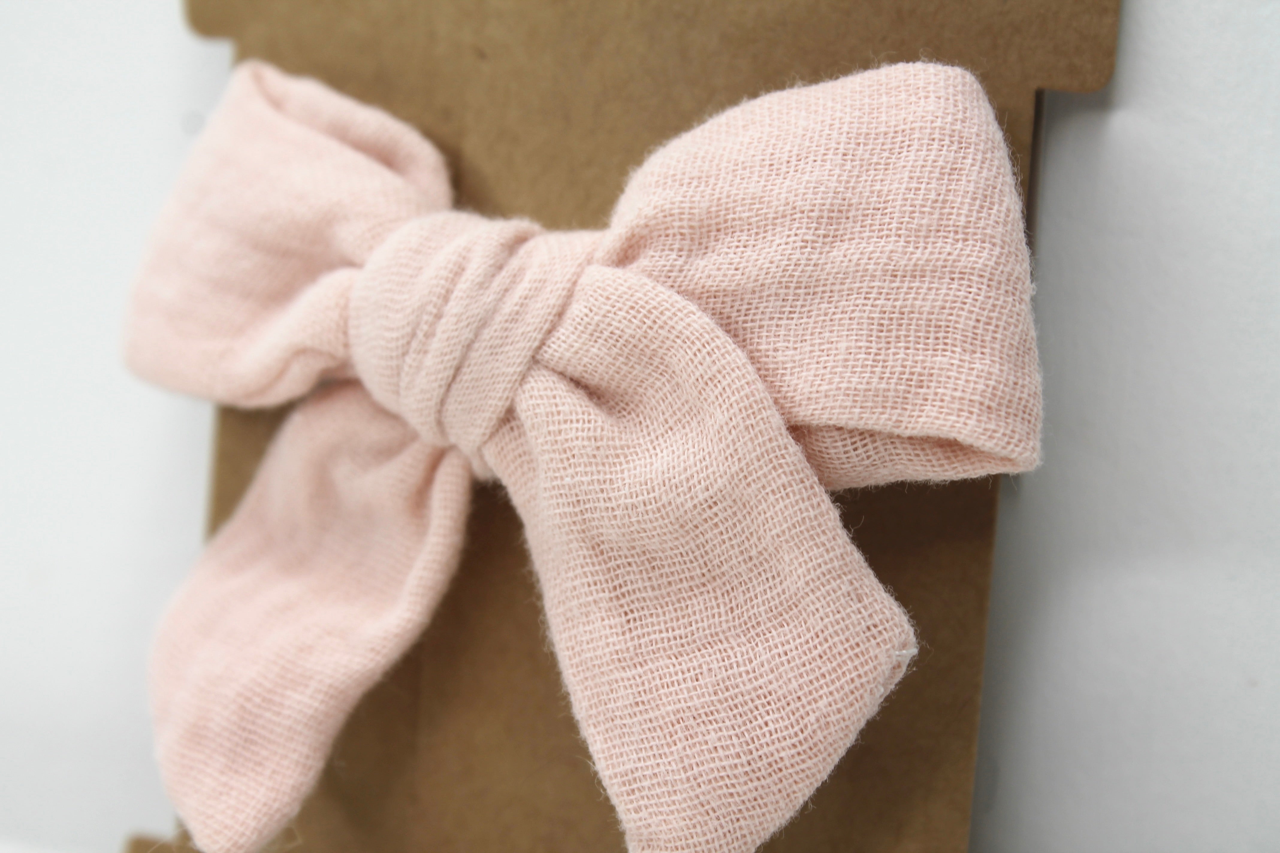 Baby Pink Double Cloth Bow Clip