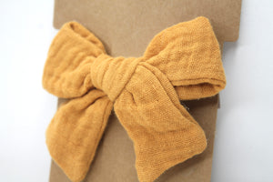 Mustard Double Cloth Bow Clip