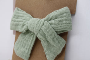 Sage Double Cloth Bow Clip