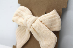 Apricot Double Cloth Bow Clip