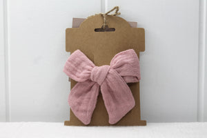 Light Dusty Pink Double Cloth Bow Clip