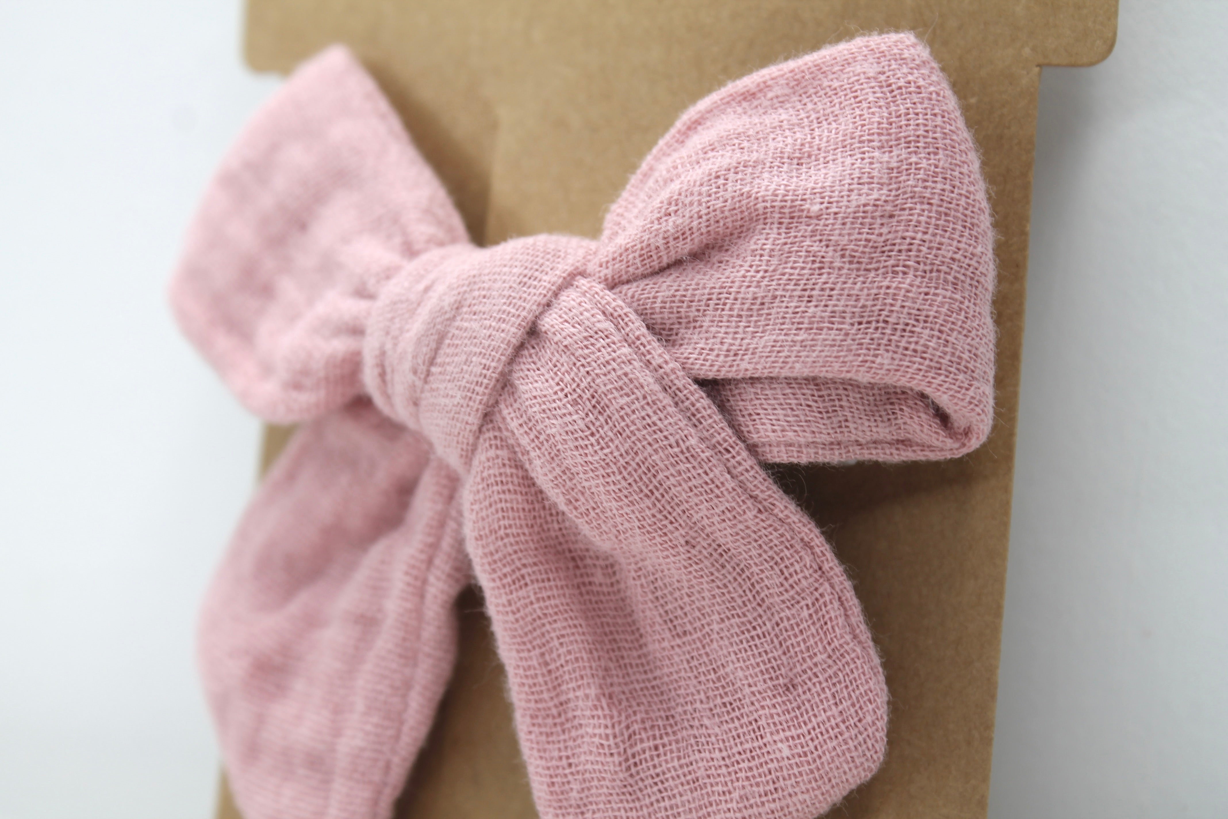 Light Dusty Pink Double Cloth Bow Clip