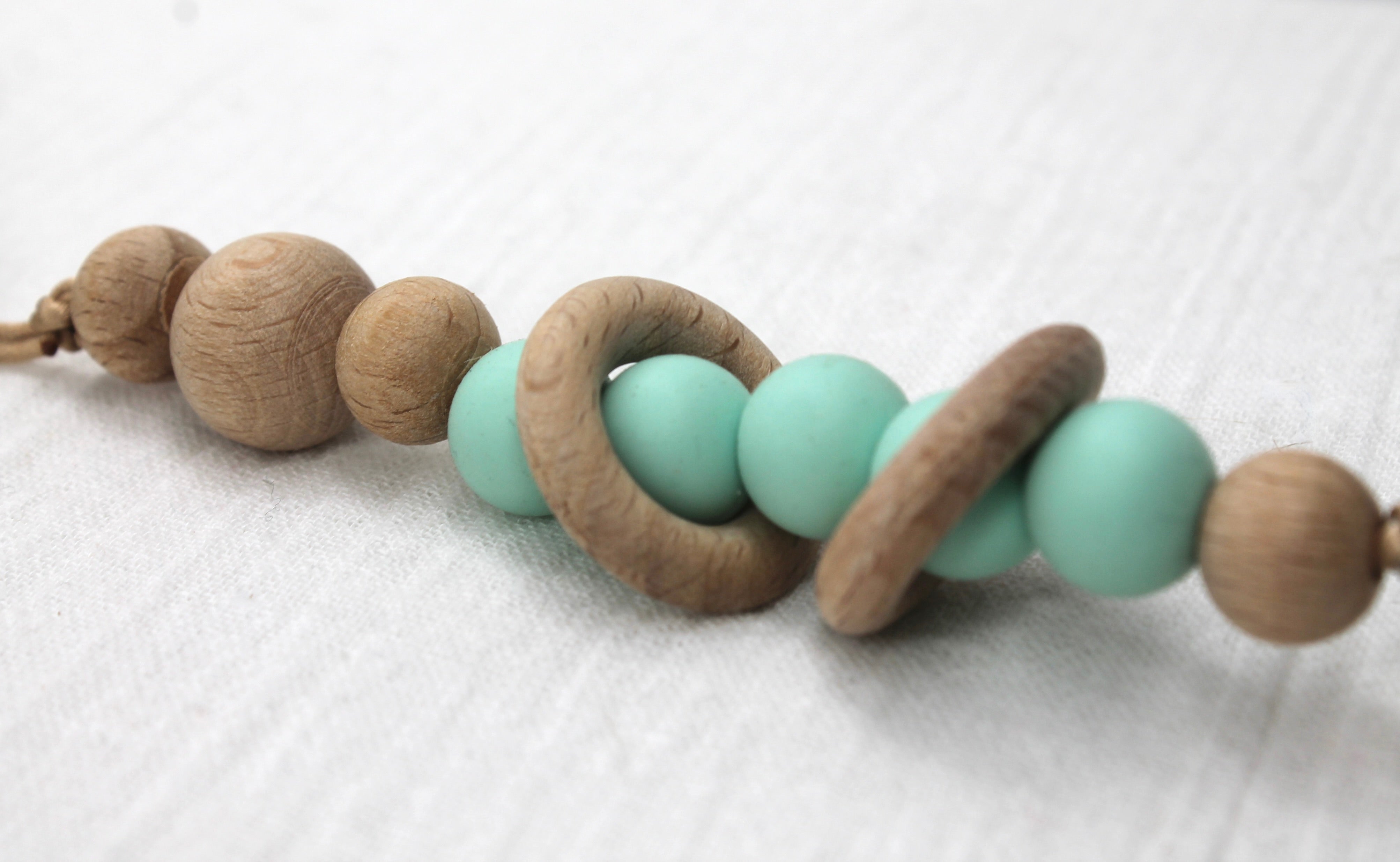 Mint Silicone and Beechwood Rings Dummy Clip