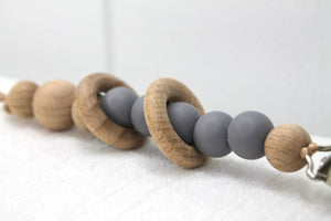 Grey Silicone and Beechwood Rings Dummy Clip