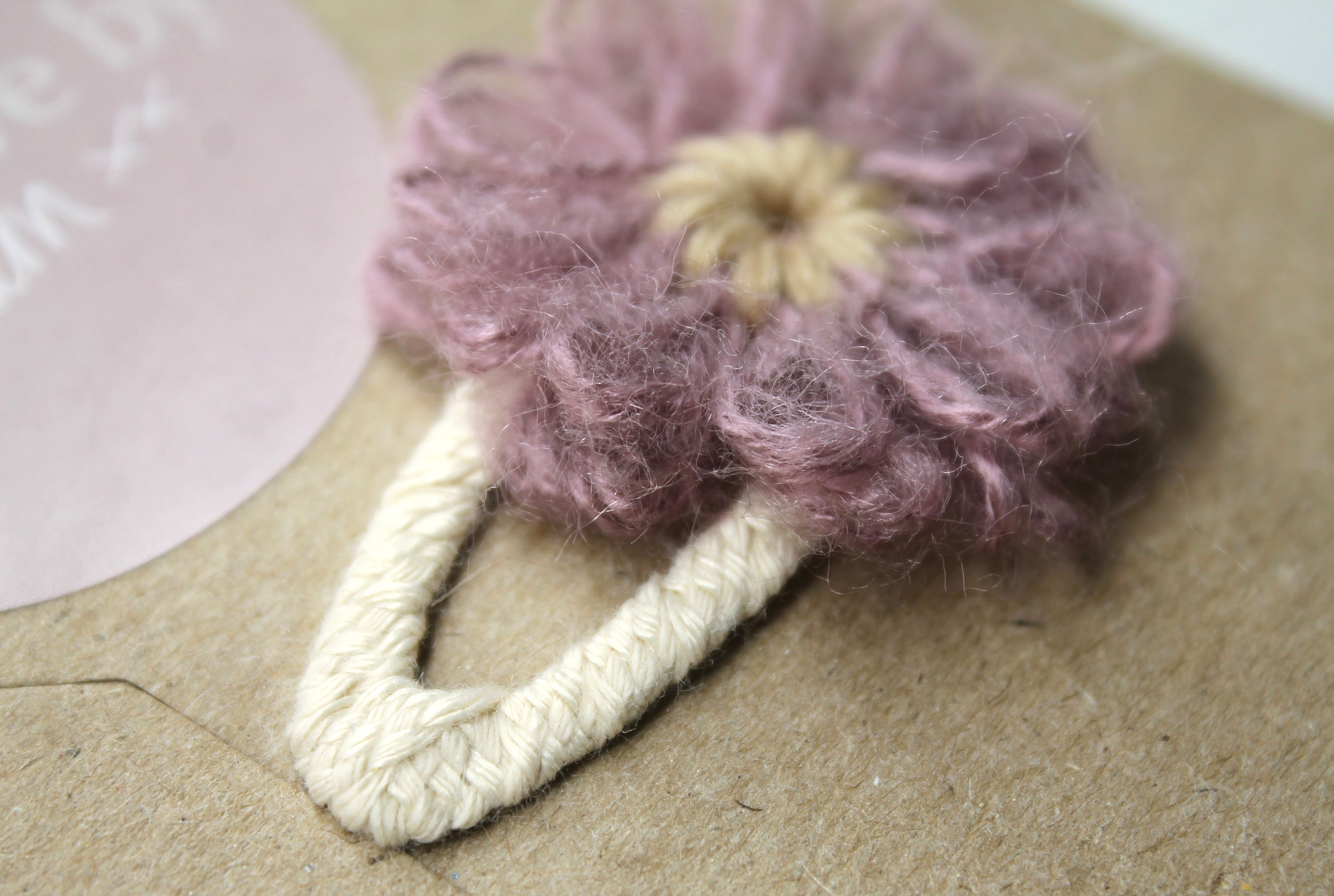 Violet Yarn Flower Clip
