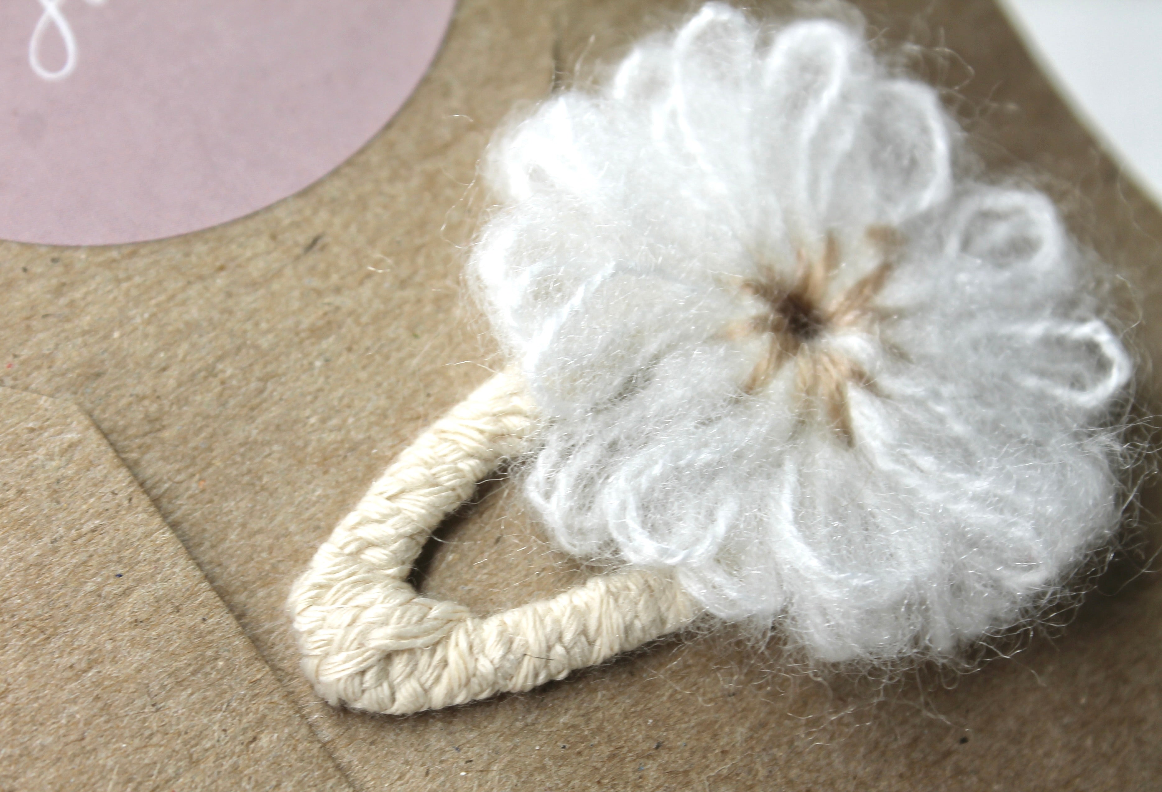 Yarn Flower Clip White