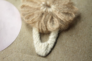 Taupe Yarn Flower Clip