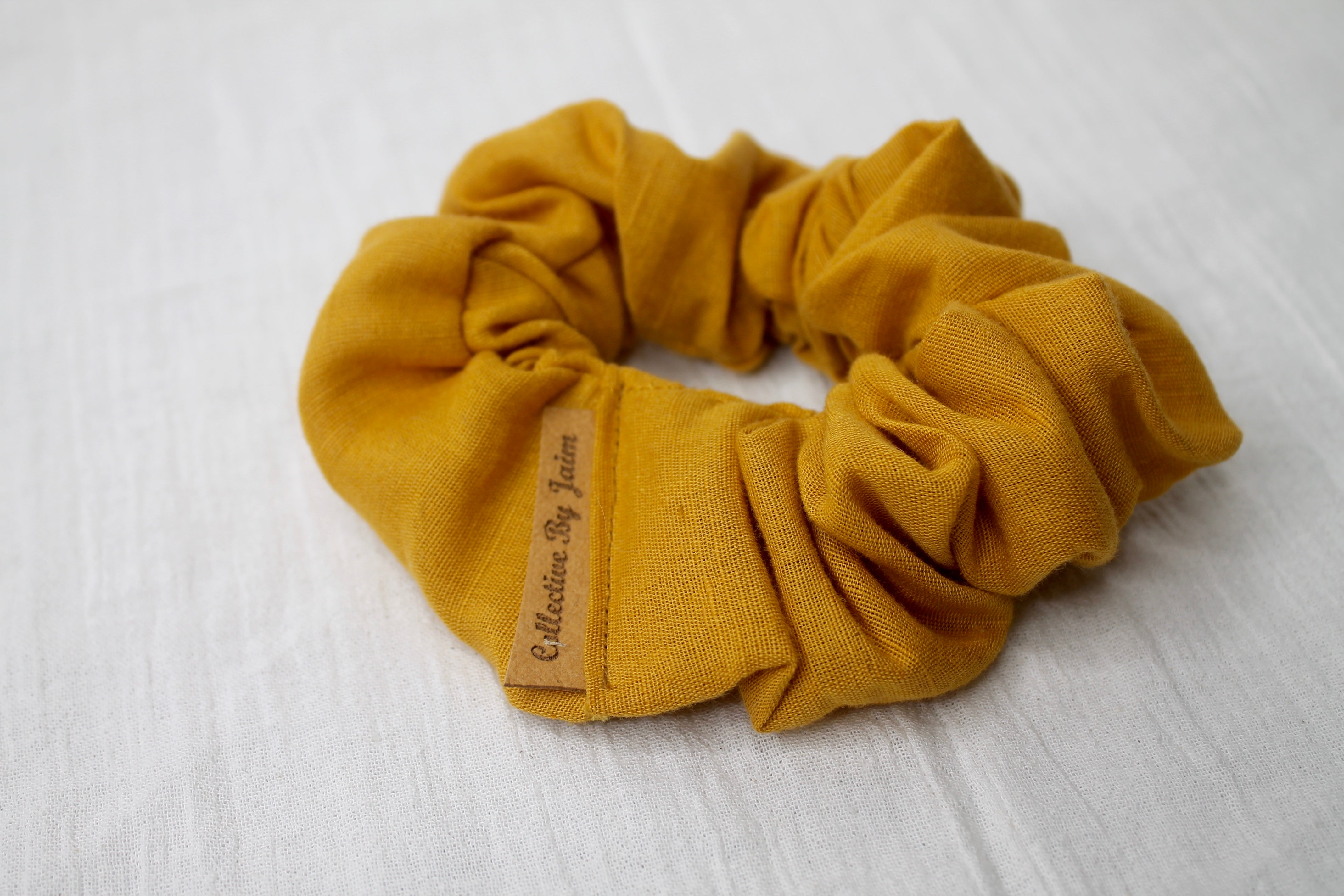 Large Mustard Linen Scrunchie