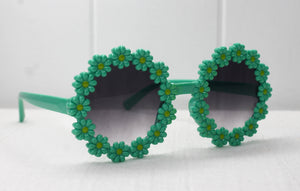 Green Flower Kids Sunglasses
