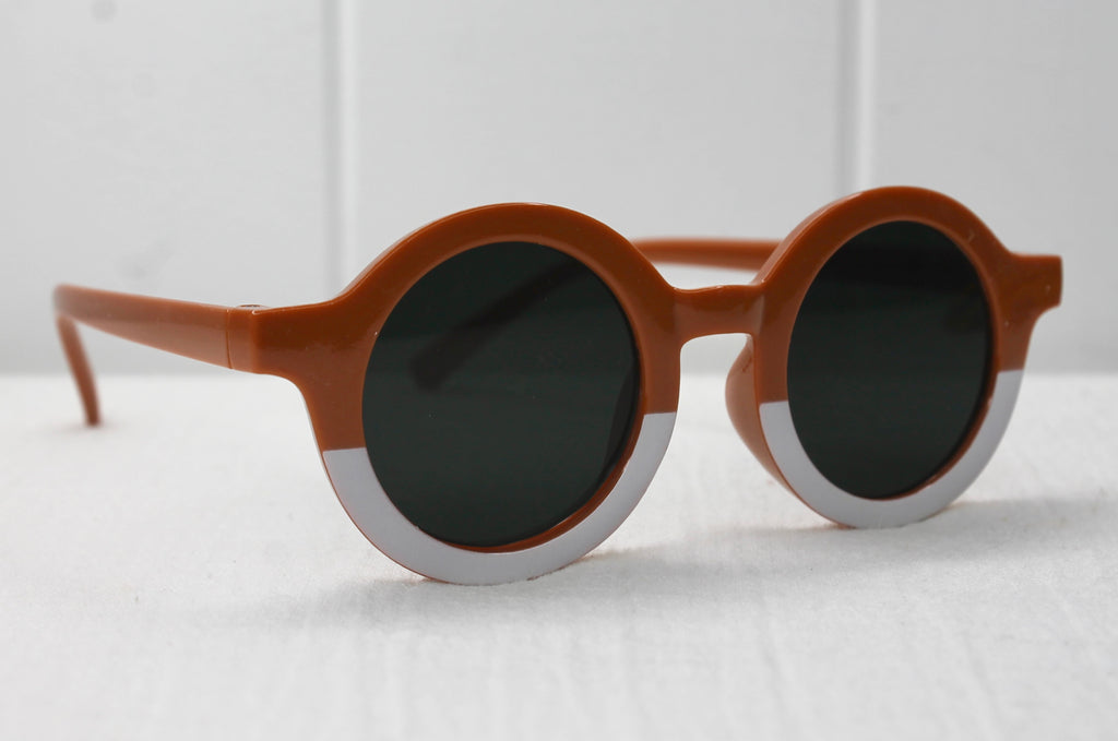 Rust and White Round Kids Sunglasses