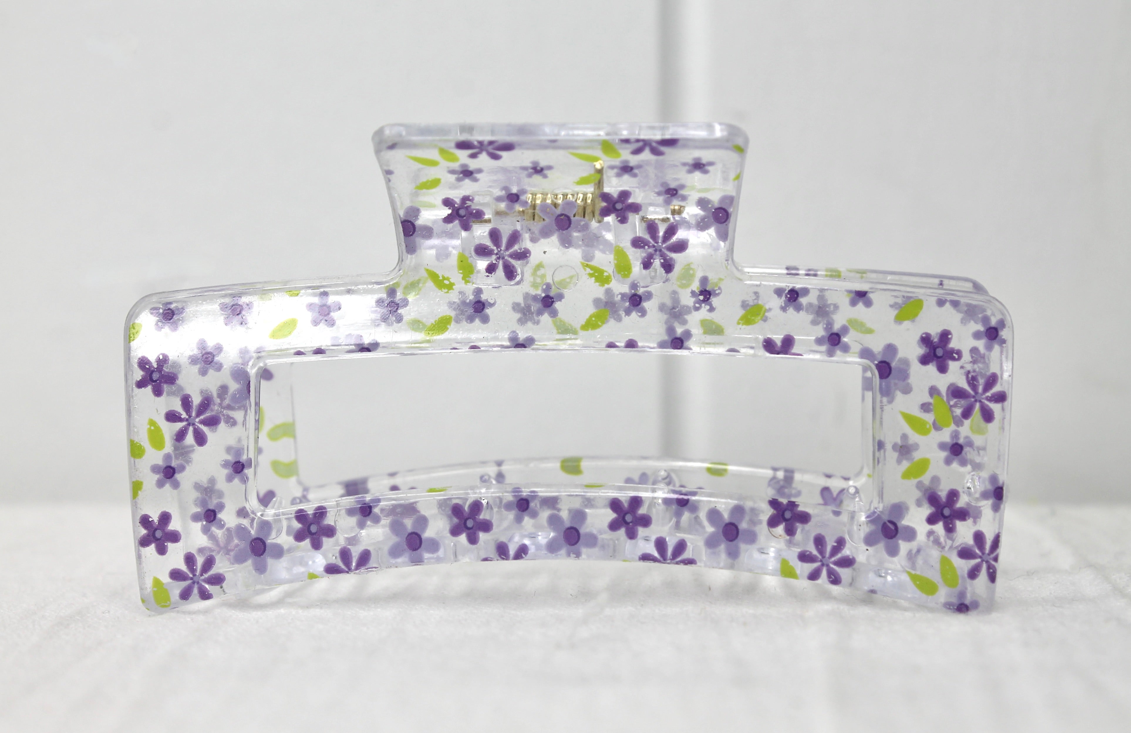 Lavender Floral Clover Claw Clip Medium