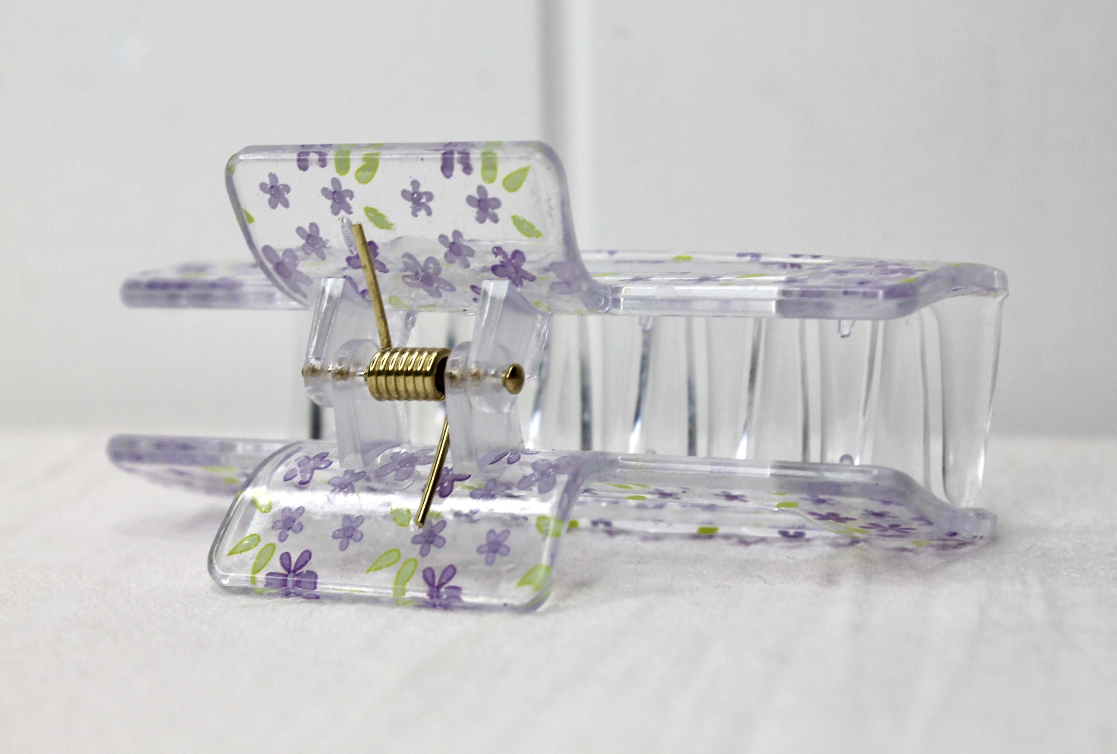 Lavender Floral Clover Claw Clip Medium