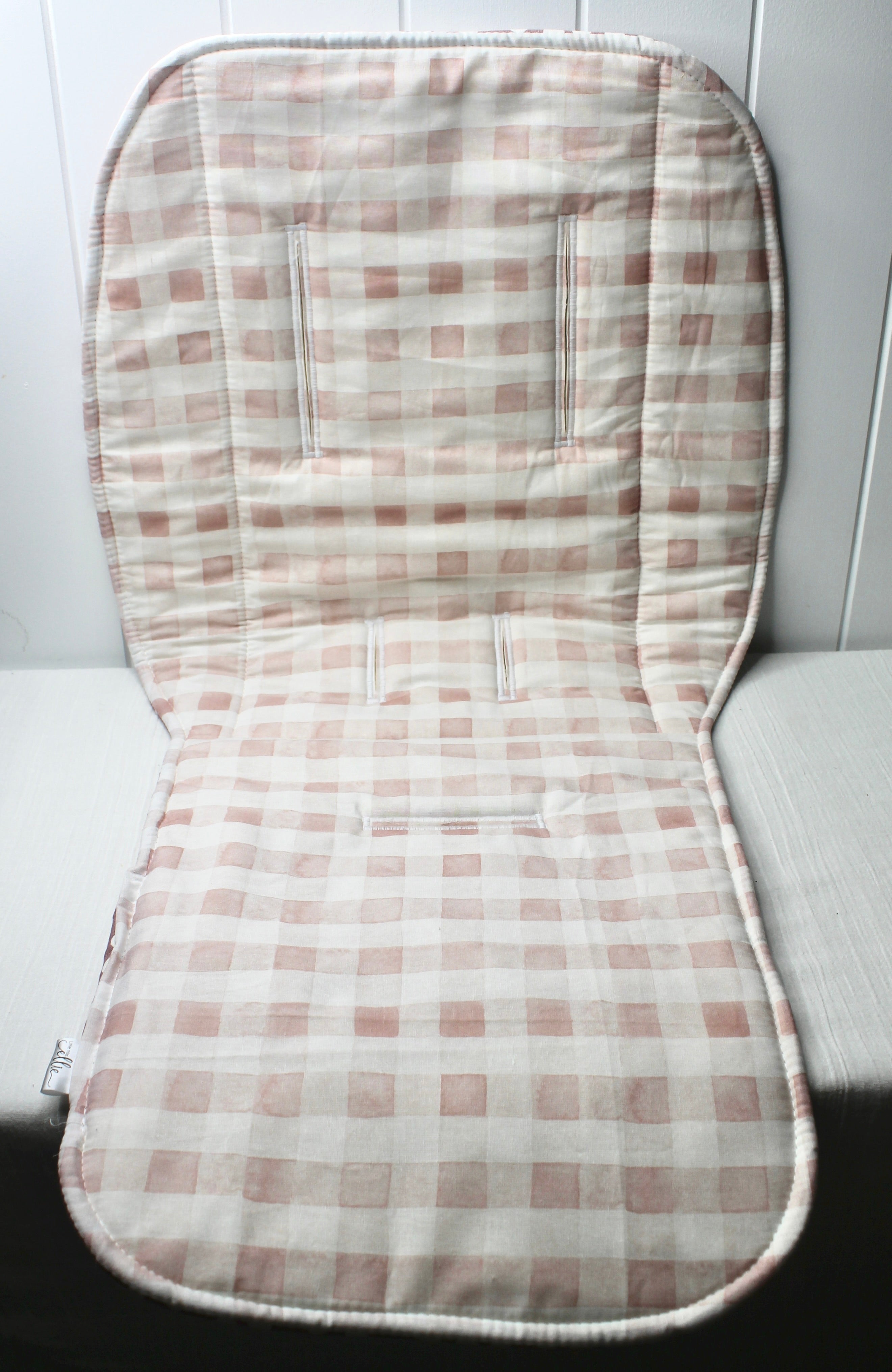 Dusty Pink Polka / Pink Check Reversible Pram Liner with Strap Covers