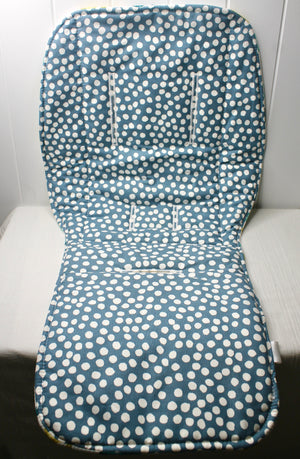 Whale / Blue Polka Reversible Pram Liner with Strap Covers