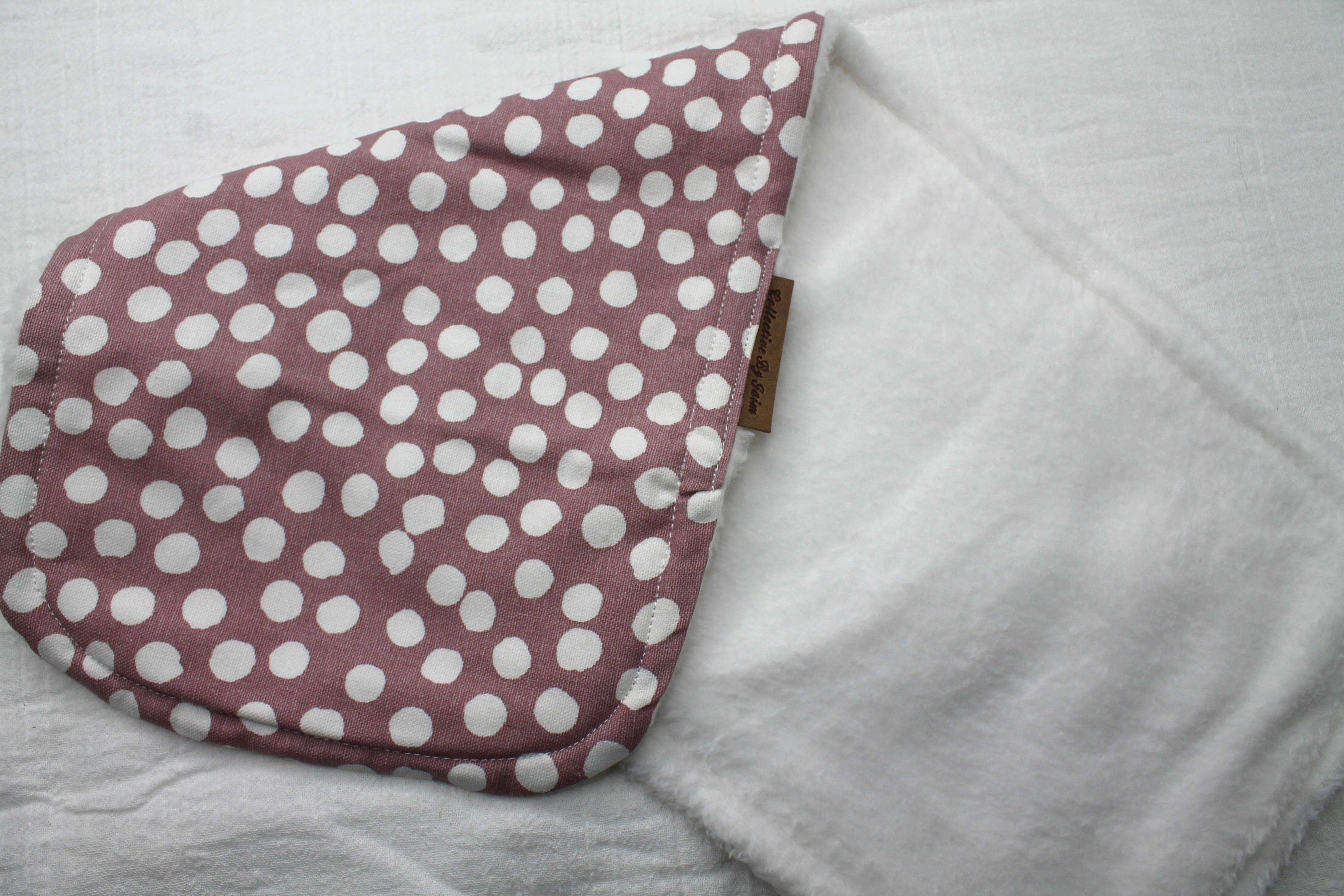 Dusty Pink Polka Burp Cloth with Fleece