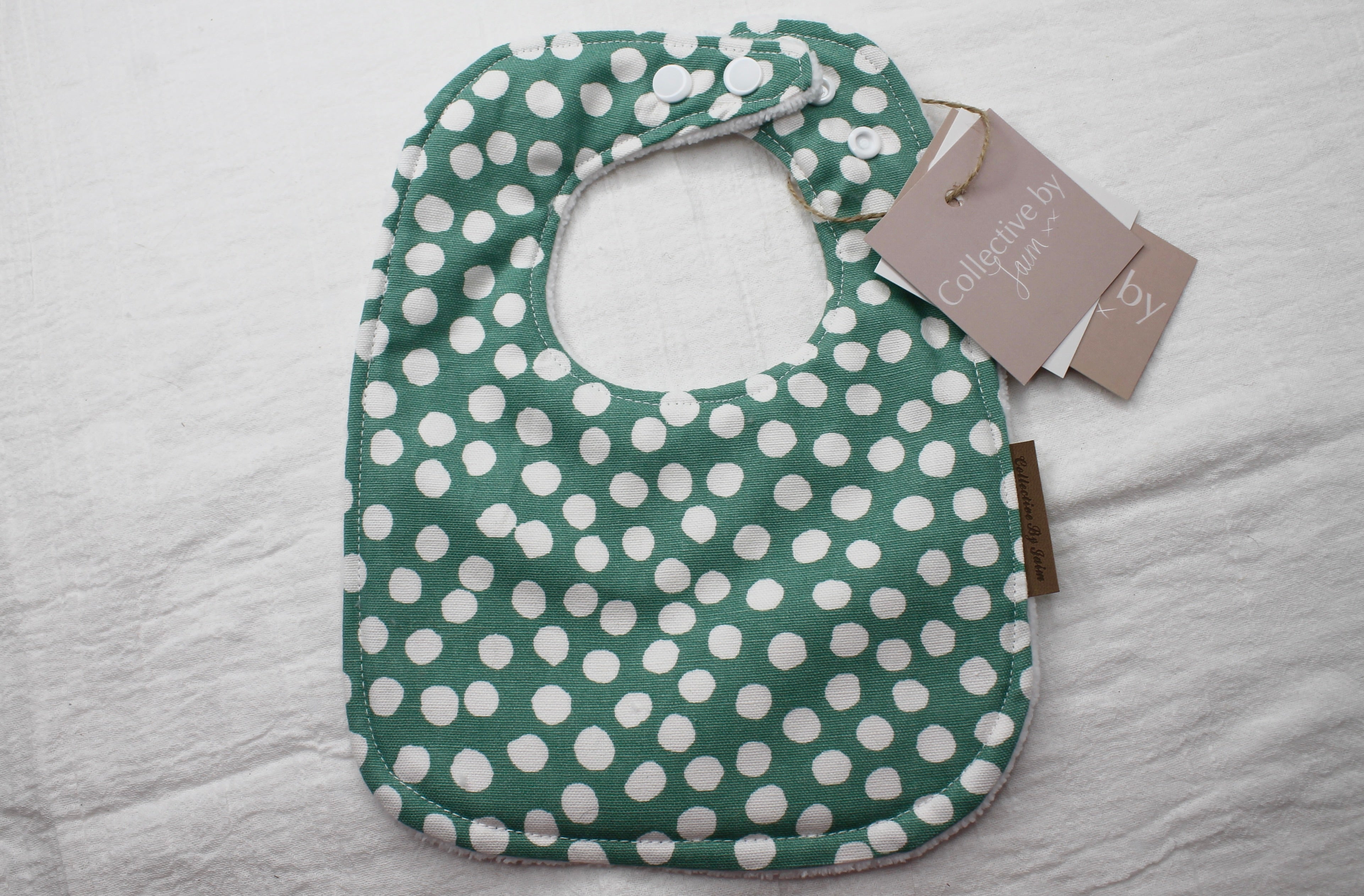 Sage Splot Bib & Burp Cloth Set with Cotton Velour Backing