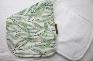 Leaves Bib & Burp Cloth Set with Cotton Velour Backing