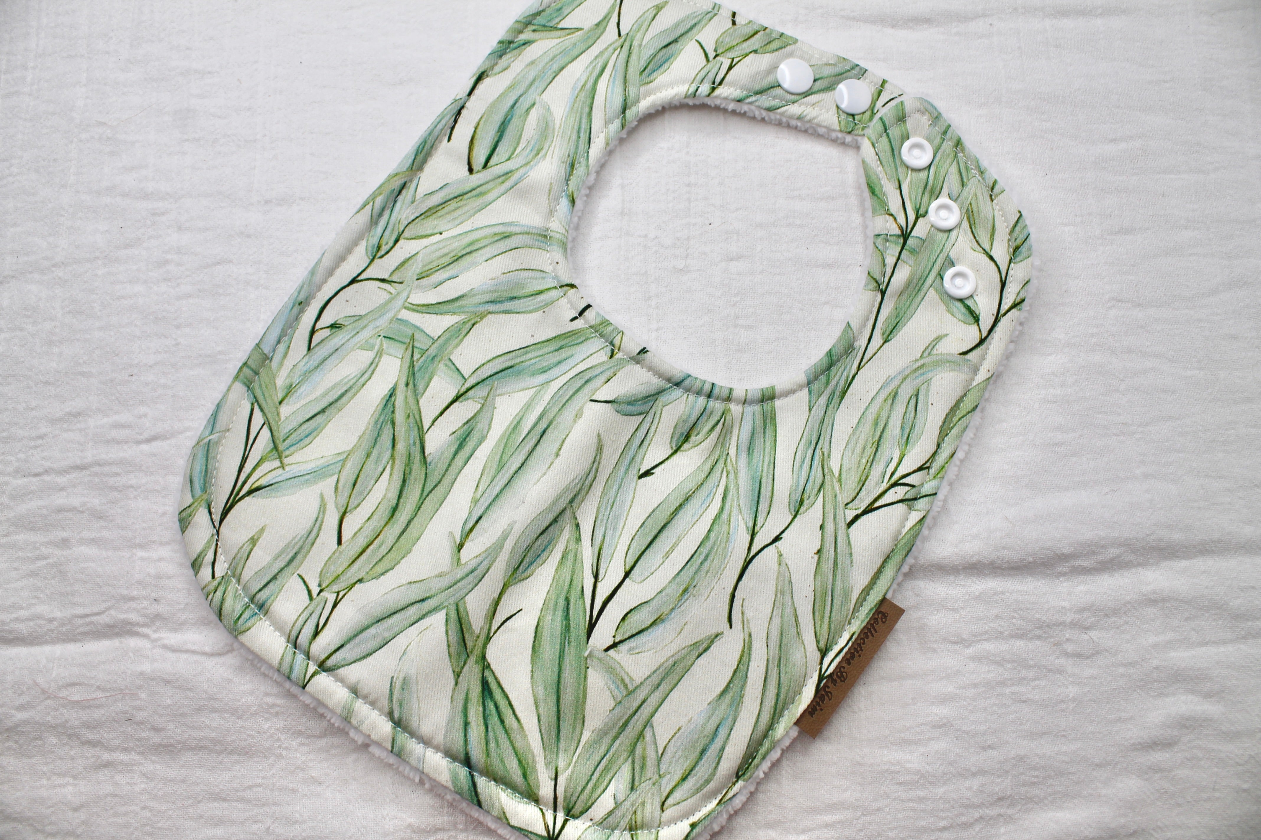 Leaves Bib & Burp Cloth Set with Cotton Velour Backing