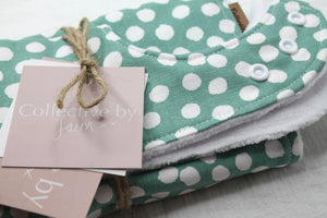 Sage Splot Bib & Burp Cloth Set with Cotton Velour Backing