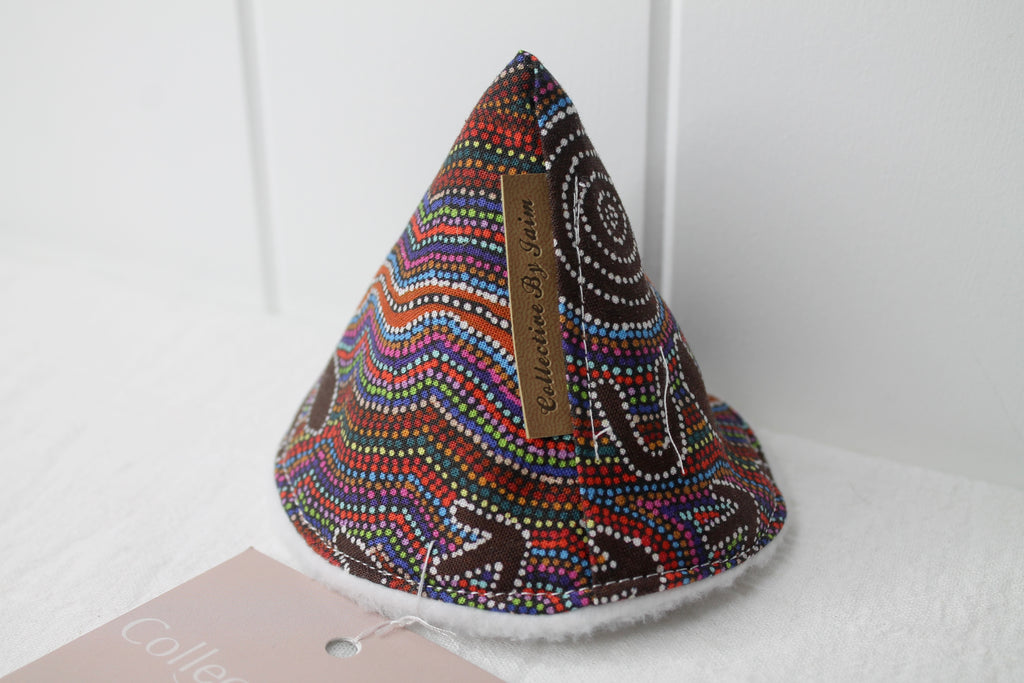 Indigenous Water Dreaming Brown Warlu Wee Teepee with Fleece Backing