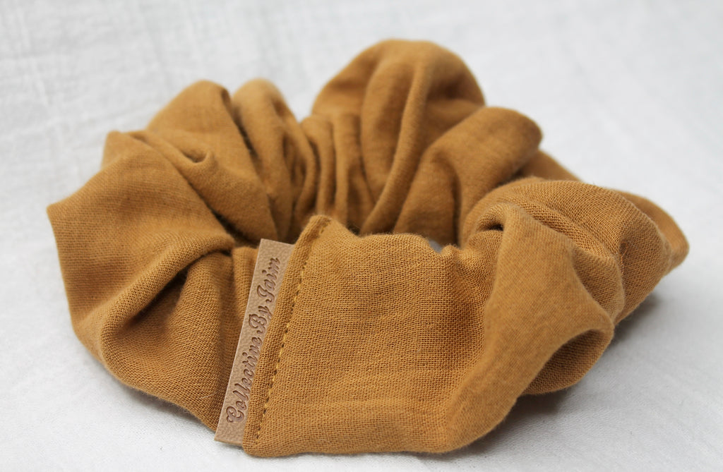 Large Burnt Mustard Double Cloth Scrunchie