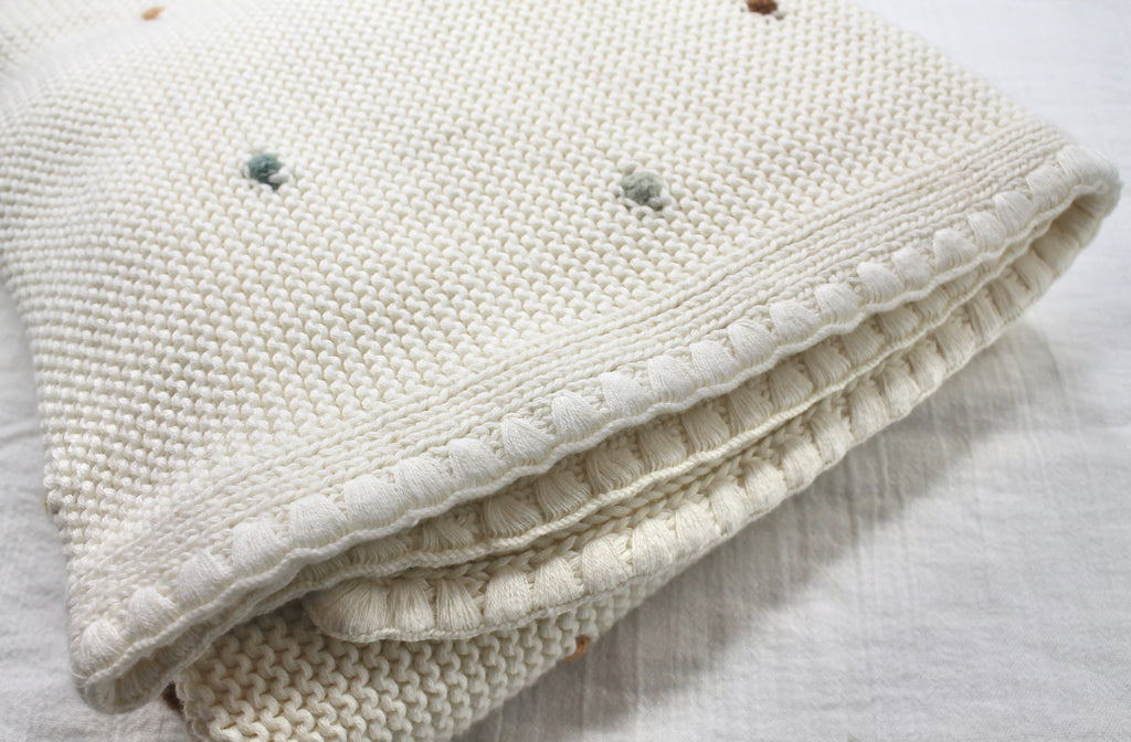 Cream Spot Knitted Blanket