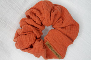 Small Copper Crinkle Double Cloth Scrunchie