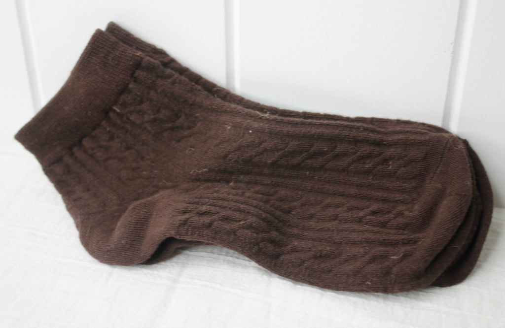 Chocolate Cable Ankle Sock