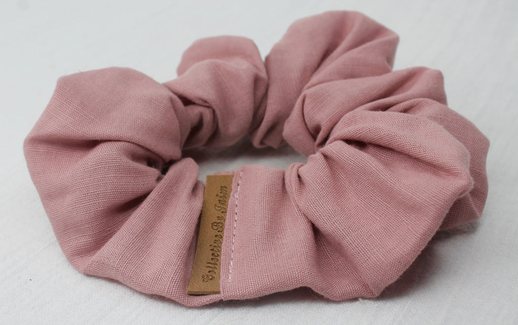 Large Dusty Pink Linen Scrunchie