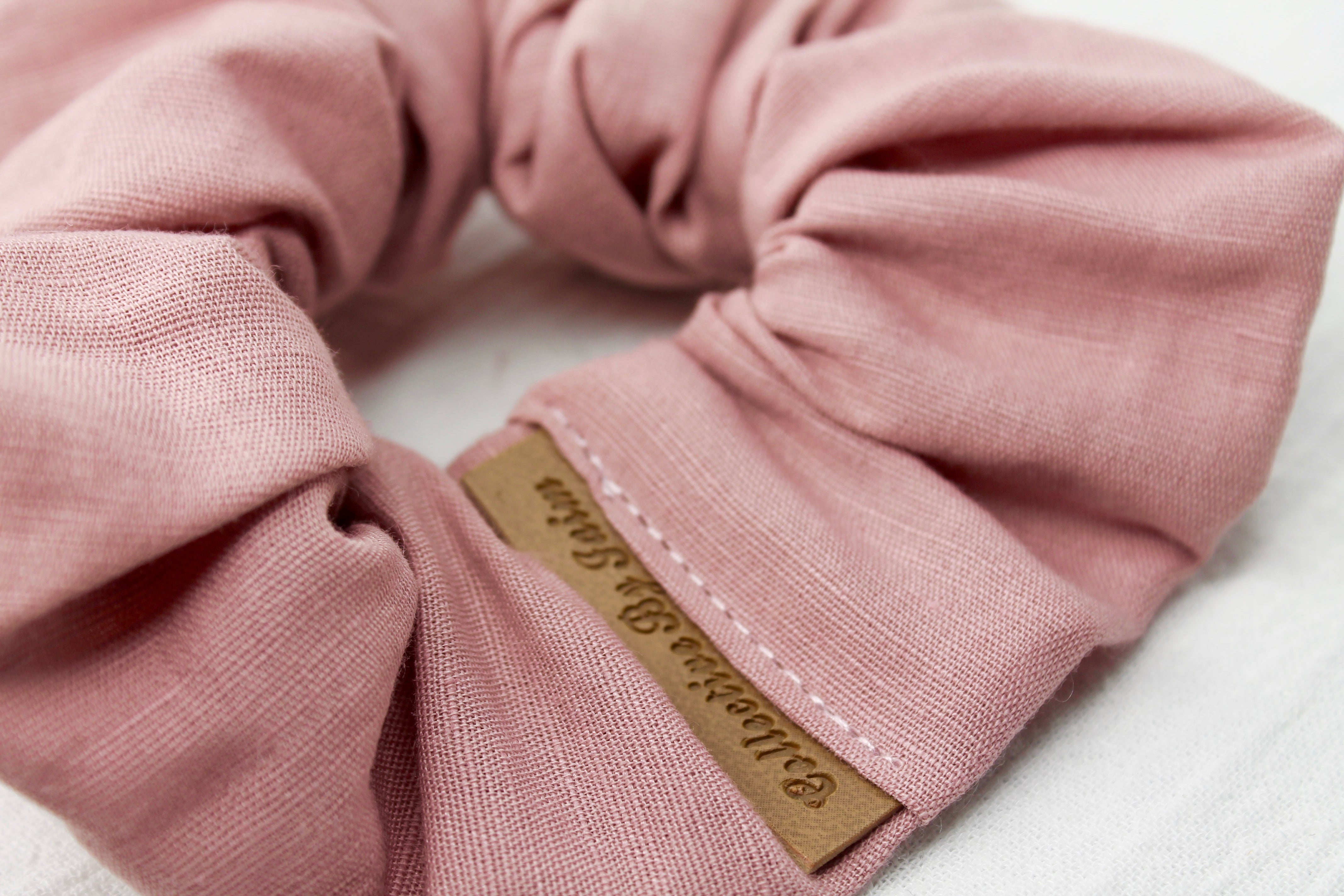 Large Dusty Pink Linen Scrunchie