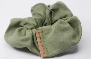 Small Olive Linen Scrunchie